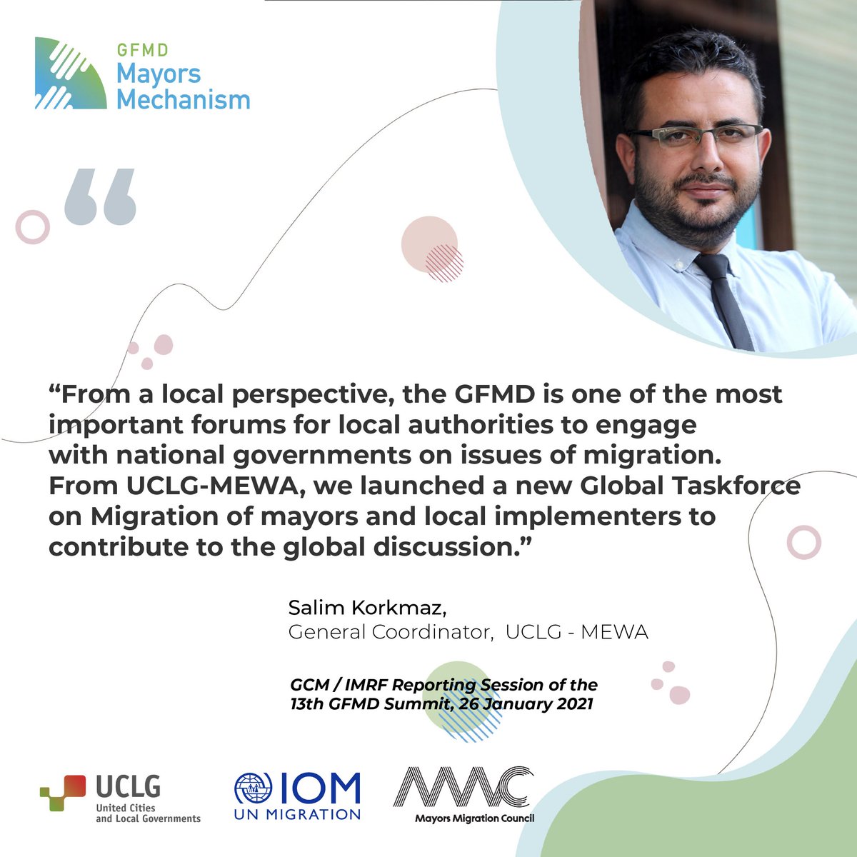 GFMDMayors's tweet photo. Salim Korkmaz, General Coordinator, @UCLGMEWAorg during a @GFMDprocess session on GCM/ IMRF Reporting. #GFMD13
#GFMDMayors
#MayorsMigration
#Cities4Migration
#Mig4Dev https://t.co/rW97gVp1et