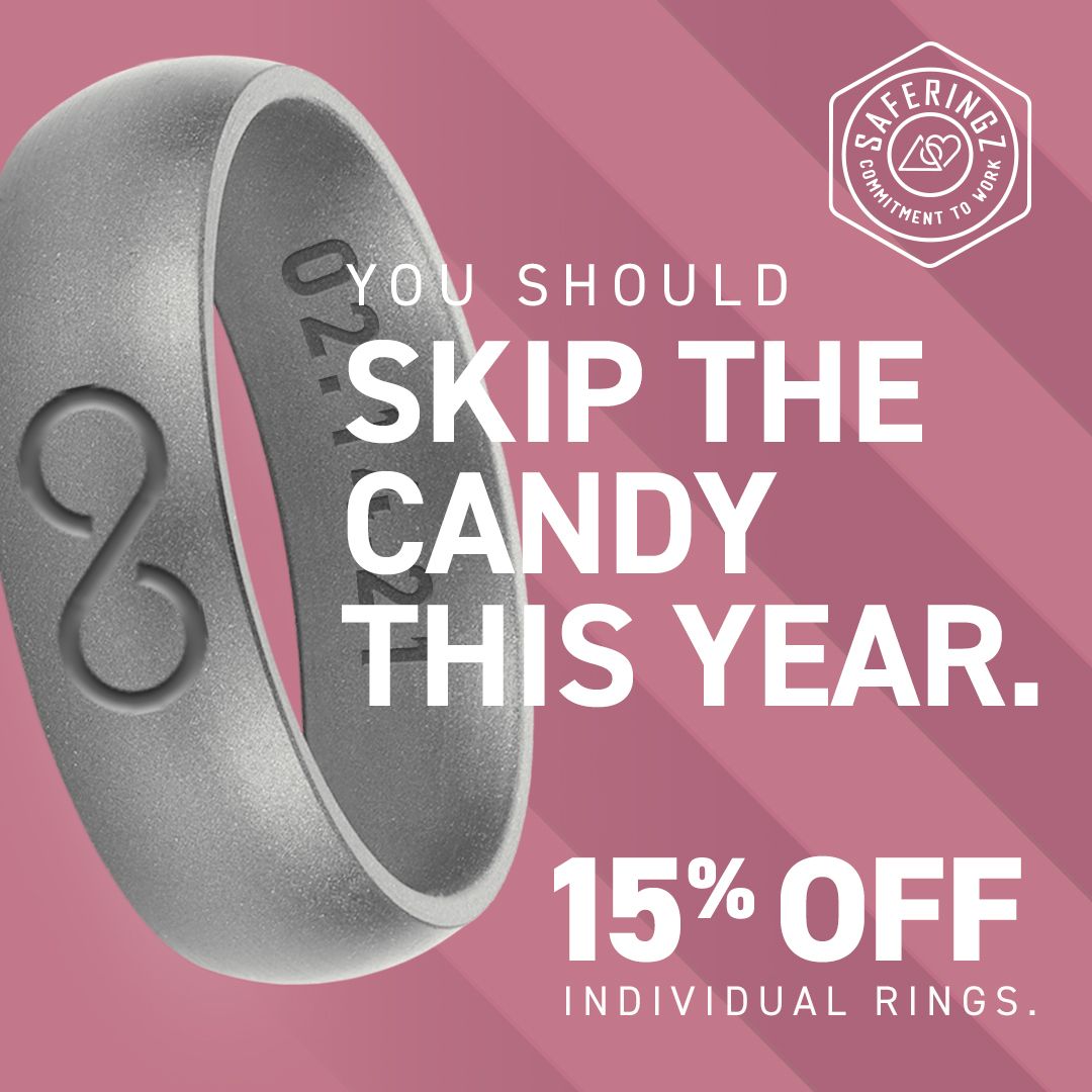 This Valentine's Day get them something better than a box of chocolates. Shop the original silicone wedding ring at saferingz.com.
