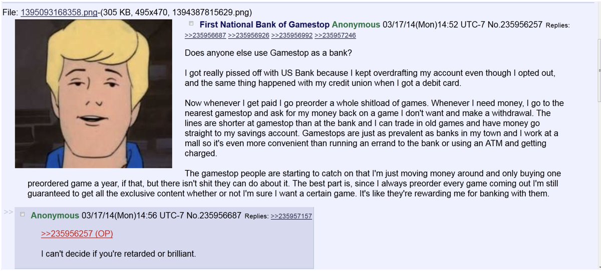 Coming soon: First National Bank of GameStop?  #GSE
