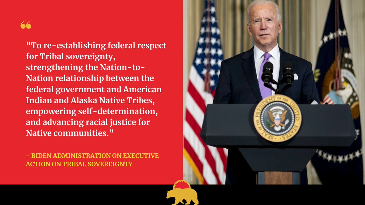 A THREAD: Today  @POTUS announced he is signing four executive actions to advance racial equity. One of those executive actions includes, “reaffirming the federal government's commitment to tribal sovereignty and consultation" 1/5