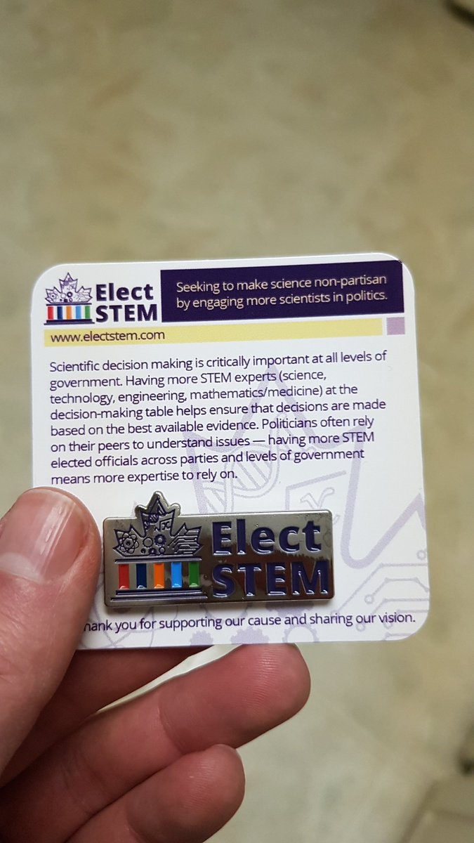 lucie_nurdin's tweet photo. I am officially part of @ElectStem with my new pin (thanks @monikastolar). Check out the website and don't hesitate to reach out if you want to learn more. We need more scientists in politics. #ElectSTEM https://t.co/lLqQrqXK87