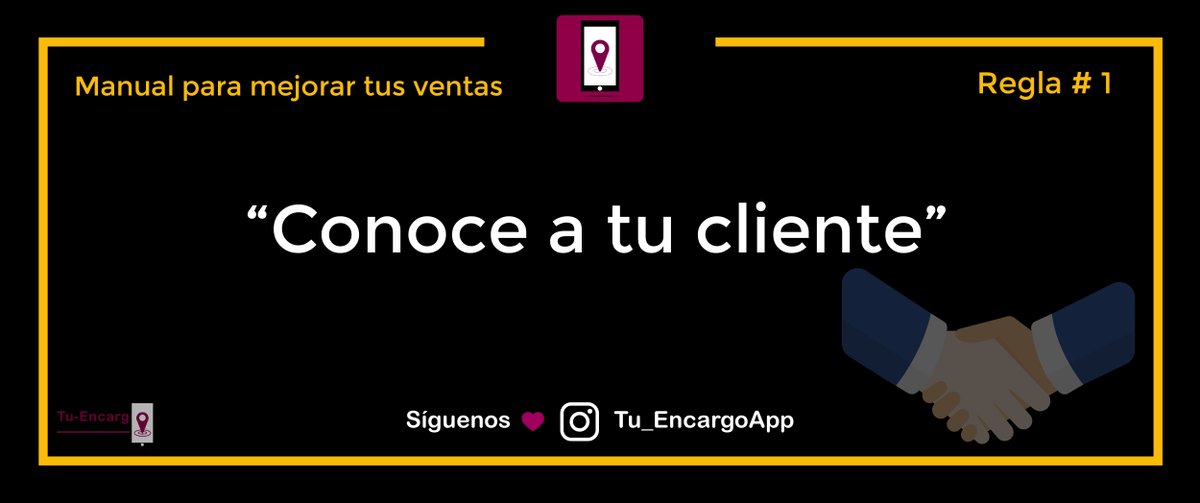 AppEncargo's tweet photo. 𝐑𝐞𝐠𝐥𝐚 #𝟏 "𝐂𝐨𝐧𝐨𝐜𝐞𝐫 𝐚 𝐭𝐮 𝐜𝐥𝐢𝐞𝐧𝐭𝐞"

No hay una manera más eficaz de vender que saber que y a quien le vendes.

Tu-Encargo App te ayuda en aumentar tus ventas GRATIS.

¡𝐃𝐞𝐬𝐜𝐚́𝐫𝐠𝐚𝐥𝐚 𝐘𝐚!
https://t.co/SC76AHQ1jU

#Ventas #TuEncargoApp #PymesUnidas https://t.co/Q0thW8Cnfl