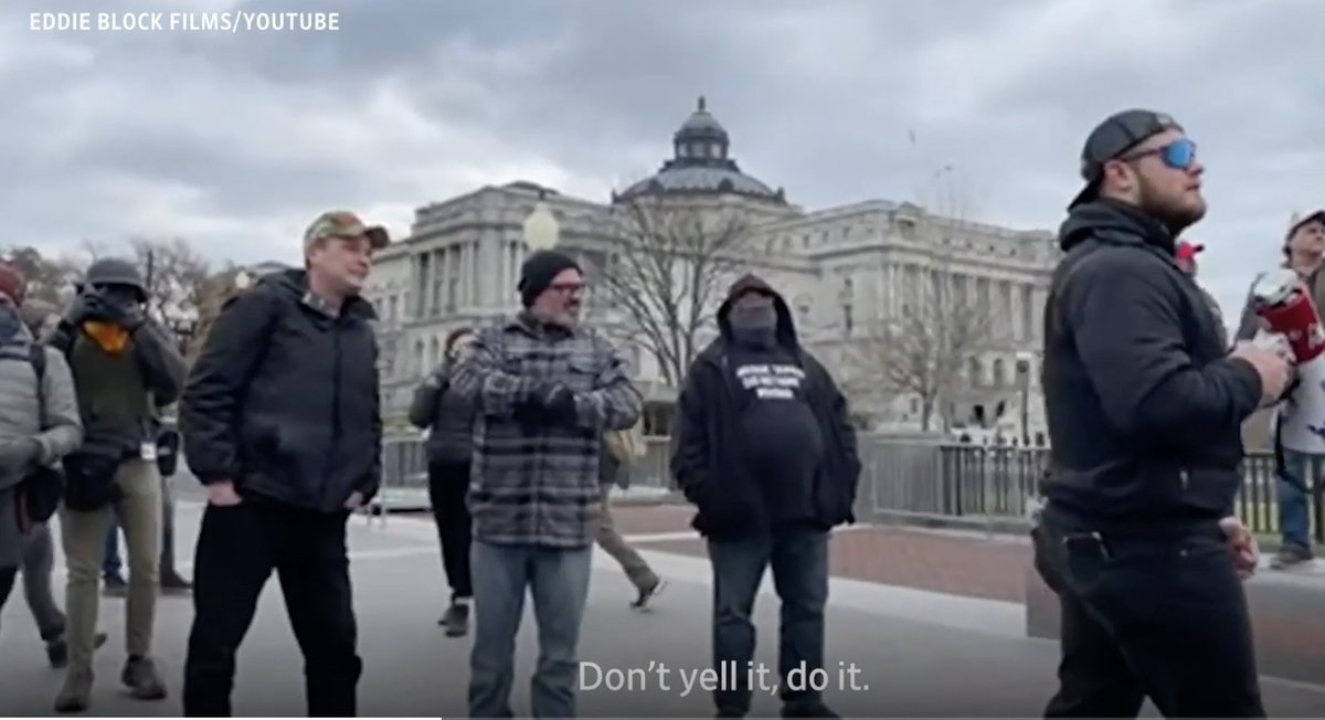 3/ In the staging area, a Proud Boy identified as Dan Scott aka 'Milkshake' yells "lets take the f***ng capitol" -Milkshake is admonished by another PB.-Someone makes fun of 'Milkshake' for the indiscretion(?). Some laughter. -"Don't yell it, do it" says another, quietly.