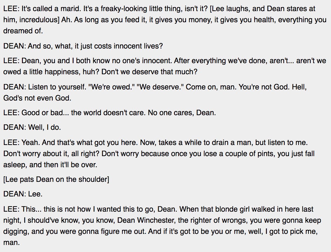 NONE of that was bad. It shows what Dean wants.Things only get bad–literally & visually–when Dean's tied up as Lee suddenly says wrong things in the dark.The contrast exists to show that maintaining Goodness is a choice, & Dean would have no problem upholding that.