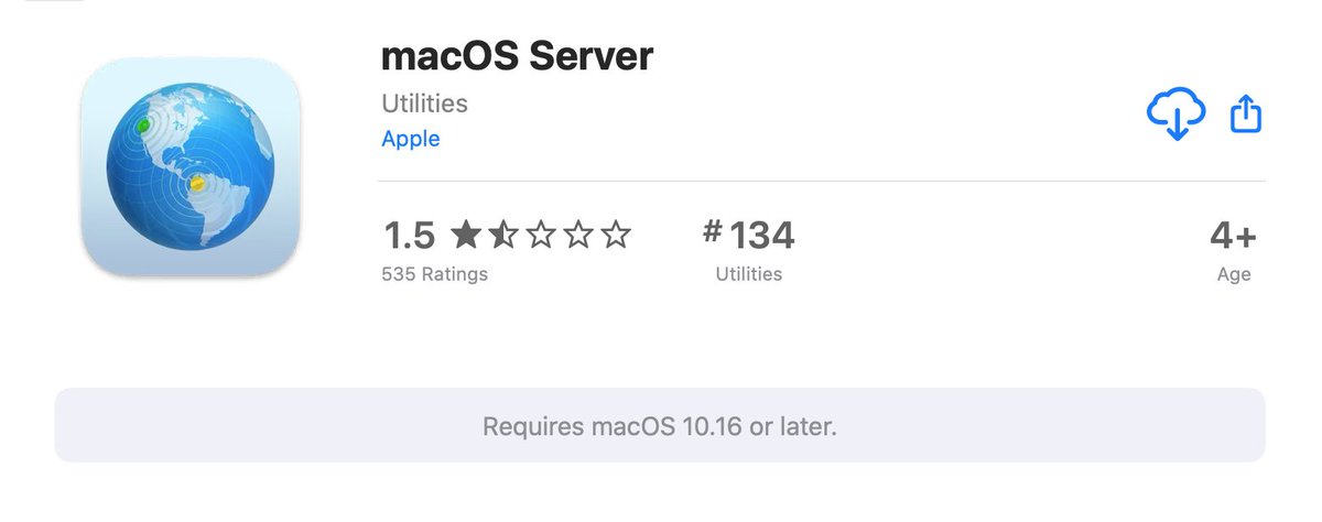 LatterDayDom's tweet image. I'm trying to install #macOSServer on my #Catalina Mac but @Apple will not let me! It says "requires macOS 10.16 or later." 
News Flash: macOS 10.16 DOES NOT EXIST! @AppleSupport, please help me out here. I'm not ready to upgrade to #BigSur yet (v11, NOT this nonexistent 10.16)
