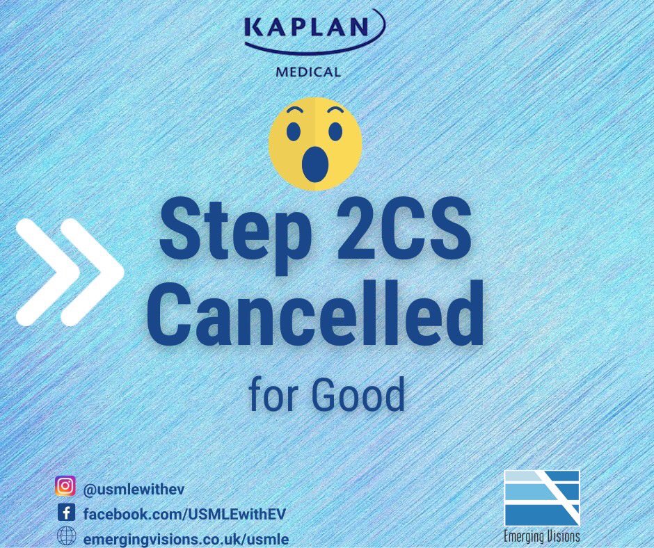 usmlewithev's tweet photo. Breaking News - Step 2CS Discontinued 😲

Read more here - https://t.co/QFMEg6WzCR

#usmle #ecfmg #Step2CS #emergingvisions https://t.co/BojfPFxXfL