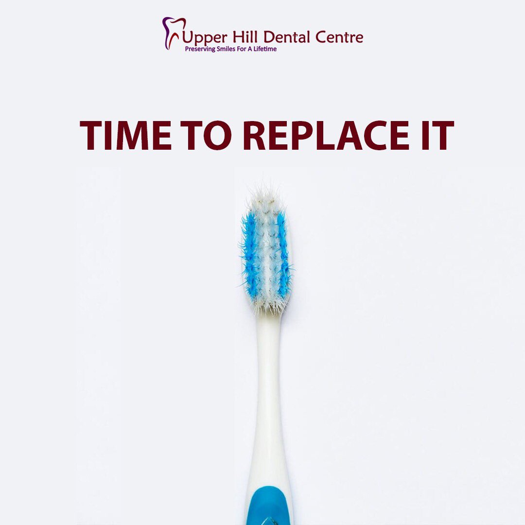 Upperhilldental's tweet photo. Your toothbrush has bristles bent over and frayed but you ignore this and continue to use it anyway. After a couple of months of daily use bacteria and food particles begin to accumulate on the toothbrush. This toothbrush will not clean your mouth properly. https://t.co/tDMChchKvM