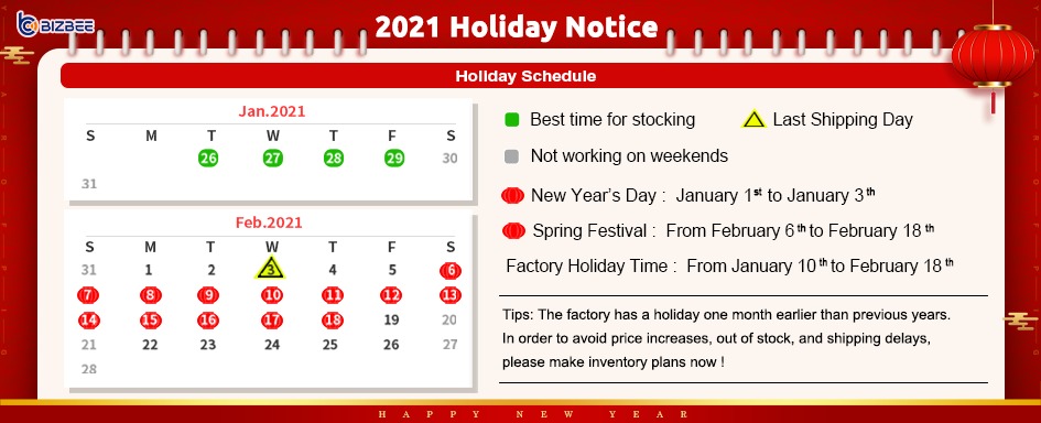 🎏*Chinese Supplier Last Day Shipping-----Feb 3rd*
Dear , I hope you everything is good. 
🙋🏻‍♀️🙋🏻‍♀️Here Kathy would like to kindly remind that only *no more than 3 days* to prepare the stock this month. 
✈️ *Feb 3rd is the last day to ship the goods. 
*Lowest defective rate*