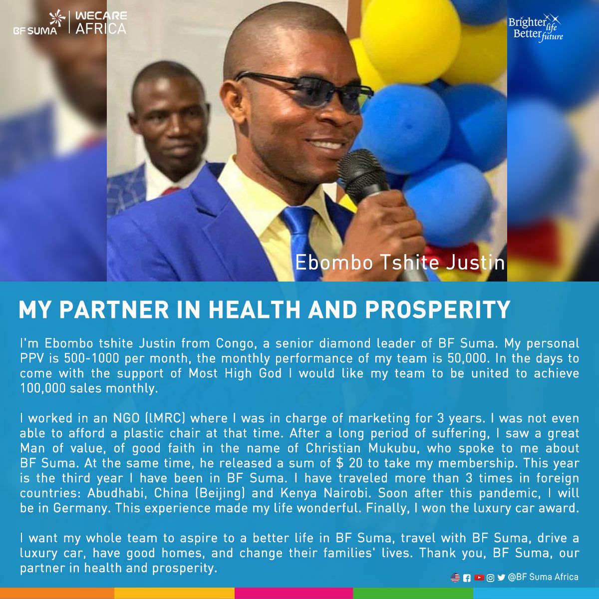 BFSumaAfrica's tweet photo. 💪Change you Wednesday, encourage you every day.💪
GO ON Life Change U!😎😎
BF Suma can be your partner in health and prosperity. Dare to dream and life will change.
#BFSuma #LIFECHANGEWEDNESDAY #LCW #networkmarkting #business #sucess #lifequeto #wecare #wecareafrica #Africa https://t.co/9nrUaLJ98G