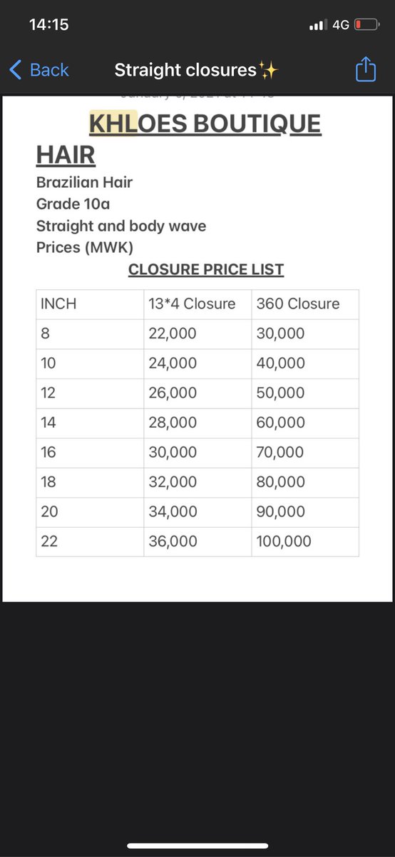 khloes_boutique's tweet photo. 🌞Closure price lists 🌞
🌞Straight hair and curly hair 🌞
#Hairclosure 
#Boutique 
#Malawi https://t.co/L3lR5GgMP8