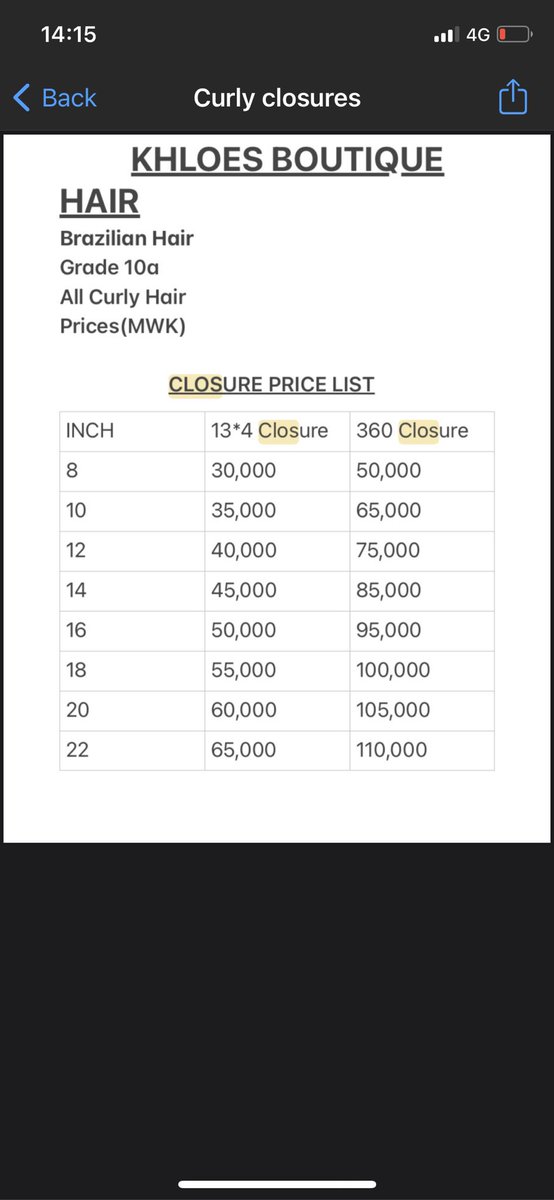 khloes_boutique's tweet photo. 🌞Closure price lists 🌞
🌞Straight hair and curly hair 🌞
#Hairclosure 
#Boutique 
#Malawi https://t.co/L3lR5GgMP8