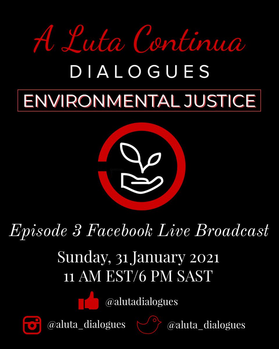 Tune in for Ep 3: Environmental Justice! RSVP in bio for the broadcast + subscribe to our newsletter for our latest updates!  
.
EP 3 LIVE Broadcast 
Sunday, Jan 31 
.
.
11am EST / 6PM SAST
.
.
RSVP here! linktr.ee/alutadialogues