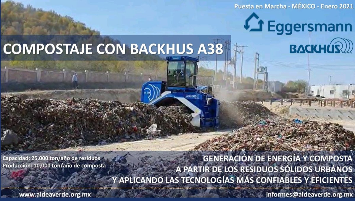 AldeaVerde1's tweet photo. En México 25,000 ton/año de Residuos que ya no iran al relleno y ahora produciran +3.5 millones de kWh y +10,000 toneladas de composta al año. 
Solución ambiental EFICIENTE, AMIGABLE Y RENTABLE. Las tecnologías de Eggersmann unidas y dando resultados.
informes@aldeaverde.org.mx https://t.co/dXV41IXrSy