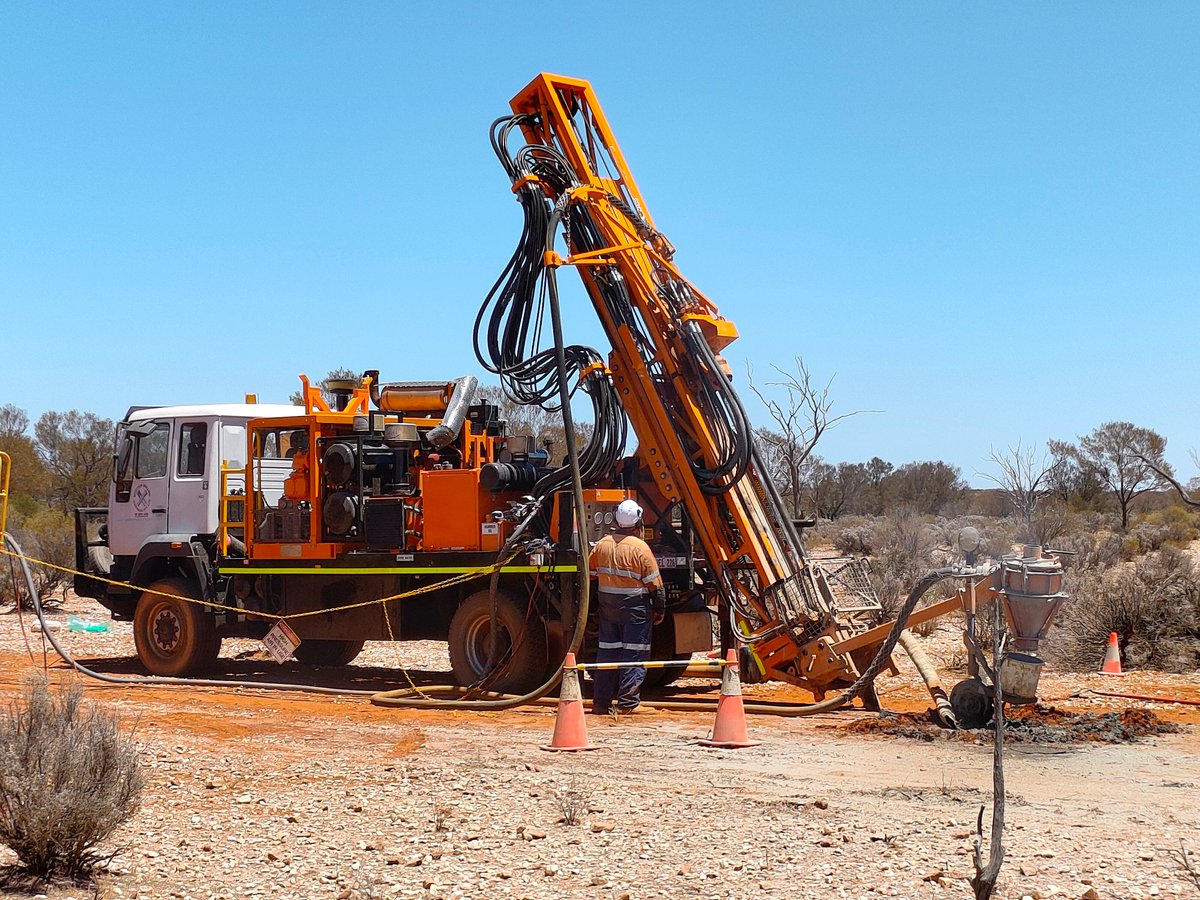 mgbolts's tweet photo. Drilling (Slim Line RC) at Rainbow Dam.  It was a warm day (42C), and not much shade! #Salazar #PAK.AX https://t.co/BW24RgYBle
