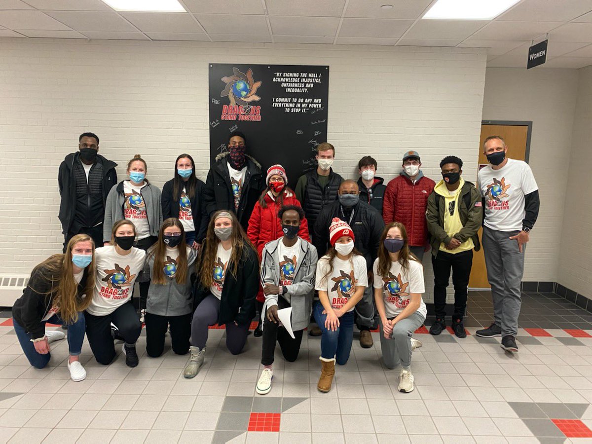 PrezBlackhurst's tweet photo. I’m always proud of @MSUMoorhead’s student athletes but I’m especially proud when they stand up for what’s right and use their platform as athletes to make a difference in our world. #DragonsStandTogether https://t.co/16rQniZcTI