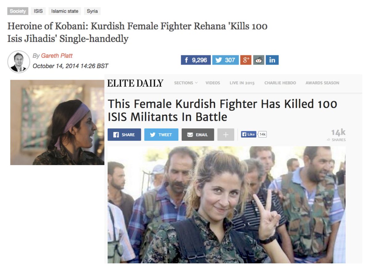 That tweet created the legend of Rehana. News articles began reporting the remarkable story of Rehana, the ISIS slayer. No one had quotes from her and details were sketchy. But the tale was irresistible.