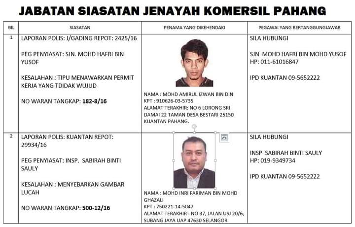 pahang_media's tweet photo. INDIVIDU YANG DIKEHENDAKI (WANTED PERSON) NEGERI PAHANG BAGI TAHUN 2020   

Sumber : Polis Pahang https://t.co/TnZrkWS98r