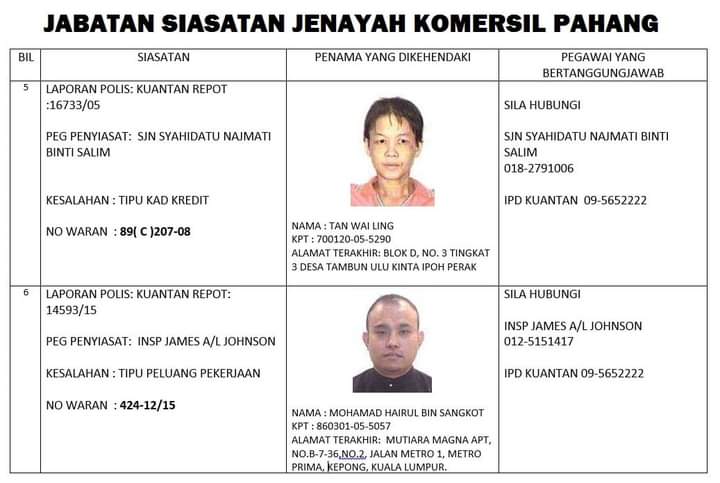 pahang_media's tweet photo. INDIVIDU YANG DIKEHENDAKI (WANTED PERSON) NEGERI PAHANG BAGI TAHUN 2020   

Sumber : Polis Pahang https://t.co/TnZrkWS98r