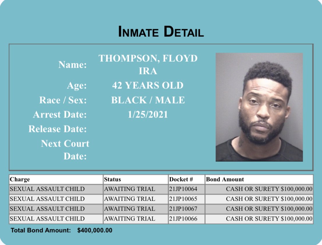 This sick bastard was finally arrested after a long investigation. Floyd Thompson was a Track & Field coach in Galveston county. Parents if your child currently trains with him or used to train with him question your child to make sure he didn’t touch them or worse.