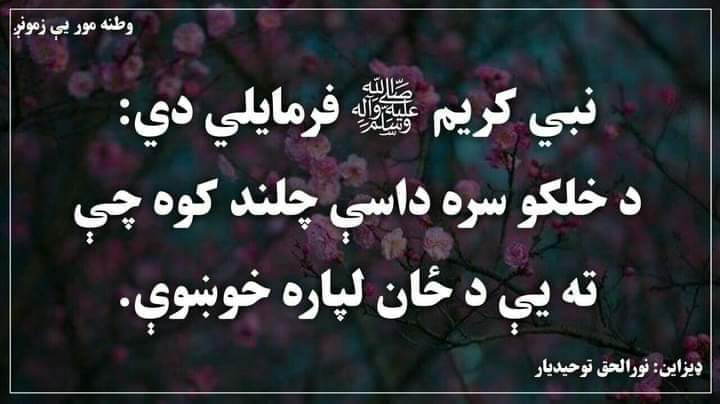 JamalMalyarr's tweet photo. نبي کريم ص فرمايلي دي د خلکو سره داسى چلند کوه چى ته يى د ځان لپاره خوښوي ! https://t.co/7y2m4OlB4s