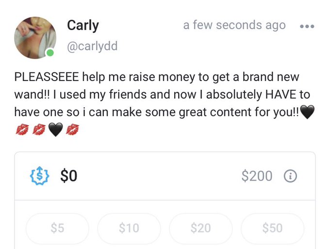 Trying to raise money to buy a new wand!!! Ever sense my friend let me use her and it made me squirt<a href="/tag/wand"class="tags"><span>#wand</span></a><a href="/tag/onlyfanscarlydd"class="tags"><span>#onlyfanscarlydd</span></a><a href="/tag/makemyselfsquirt"class="tags"><span>#makemyselfsquirt</span></a><a href="/tag/bes"class="tags"><span>#bes</span></a>