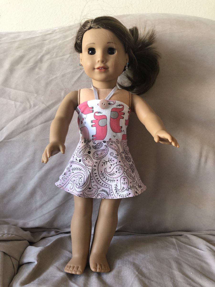 His 8yo cousin taught him how to hand sew a shirt for Clarice via FT. I helped with the elastic and button.  #ag  #americangirl  #agdoll  #agjoss