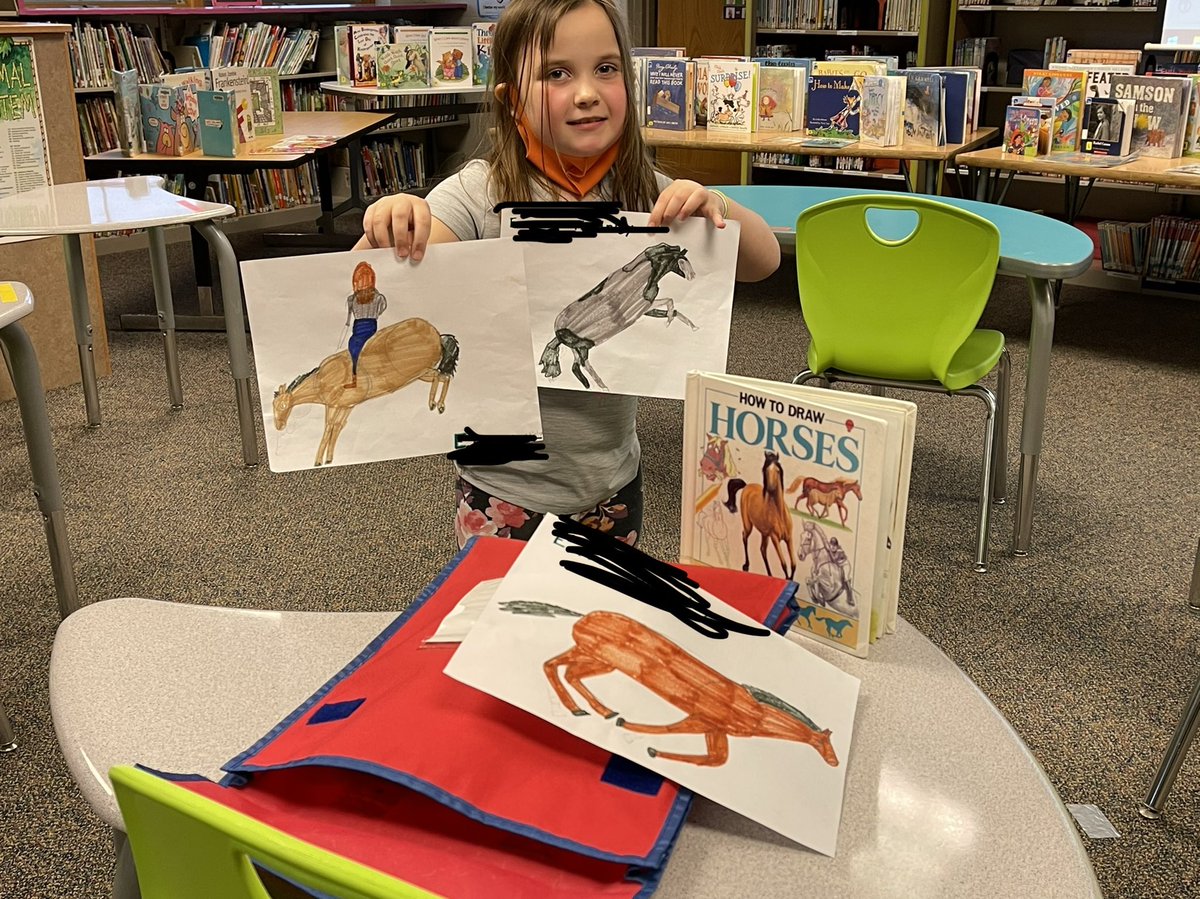 Ledgeview_Lib's tweet image. Emma was super excited to  share the horse drawings she drew from the “How to draw horses” book she checked out last week. #LedgeviewLibrary #ReadingandLearning