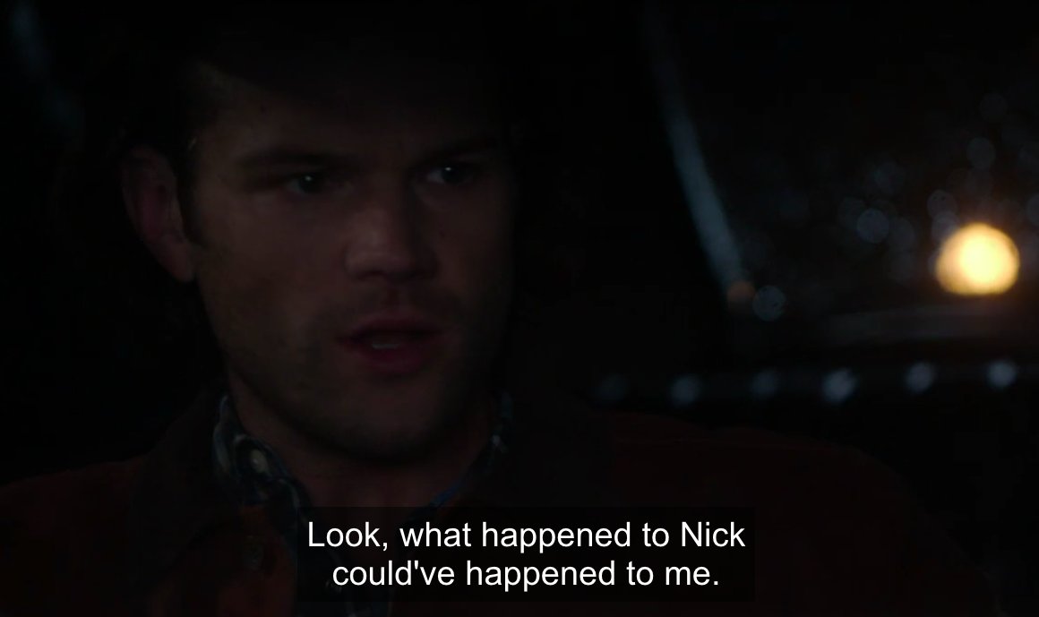 and sam being the only one to be kind and compassionate towards nick even after everything