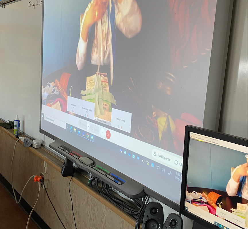 Today, our students participated in Weave 4 Waves, an Ocean Bridge initiative to learn about culture &amp; conservation while weaving a traditional Salish pattern, using 2 cedar strips, 4 strips of cloth, 1 cloth square, 1 raffia ball, 2 plastic rings.