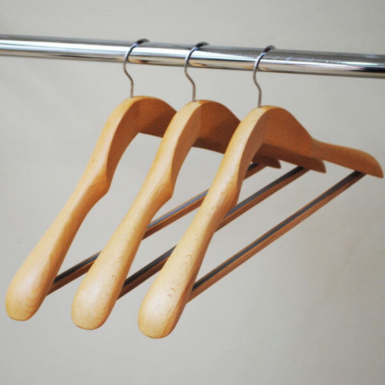 Premium quality matt beech wood hanger with a ribbed non-slip trouser bar and chrome hook that can twist for display purpose #hangers #clothhangers #woodenhangers #hotels #interiordesign #interiors #homedecor #heavydutyhangers #coathangers #designerhangers