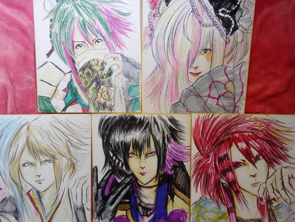 個人的趣味で描いた己龍集合 叫声を毎日聴いてた(^∇^) #黒崎眞弥