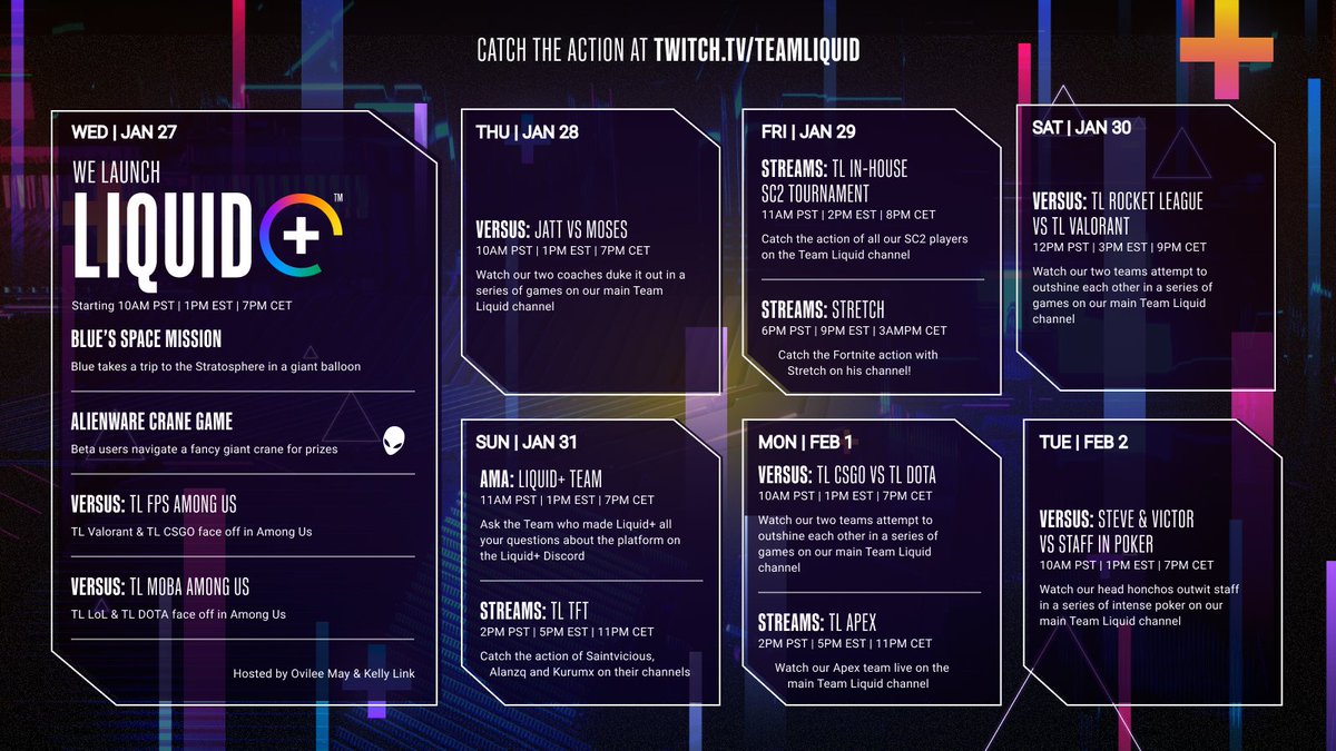 Don't miss out on any of the action. 

Check out the schedule for 🚀Liquid+ Launch day🚀