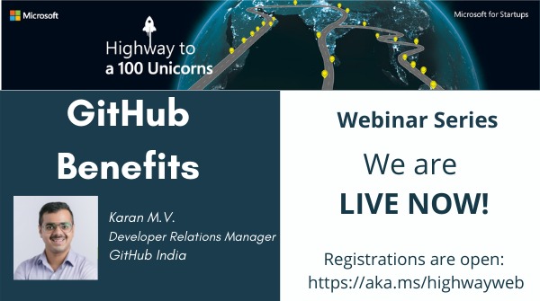 GenforIndia's tweet photo. The webinar on GitHub Benefits with Karan M.V. has started!

Register here: https://t.co/l54BH2Th2I    

#msft4startups #Highwaytoa100unicorns #GitHub #NewSecurity #DevOps #FuelInnovation #SoftwareDevelopment #ScaleUpThursdays https://t.co/Rwo3Azmbl6