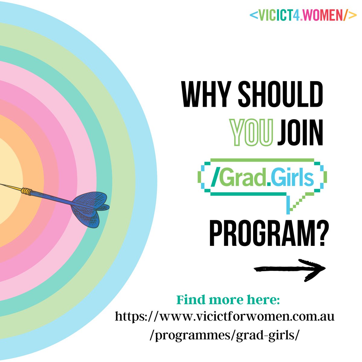 VICT4W's tweet photo. The registrations for our award-winning GradGirls program are open now. Our gradgirls will discover & understand the pathways available when taking the first step in their career. Find out more here: https://t.co/wQUcyF4OZB
#gogradgirls #gradgirls #diversityinclusion #womenintech https://t.co/b5cI8tdkNR