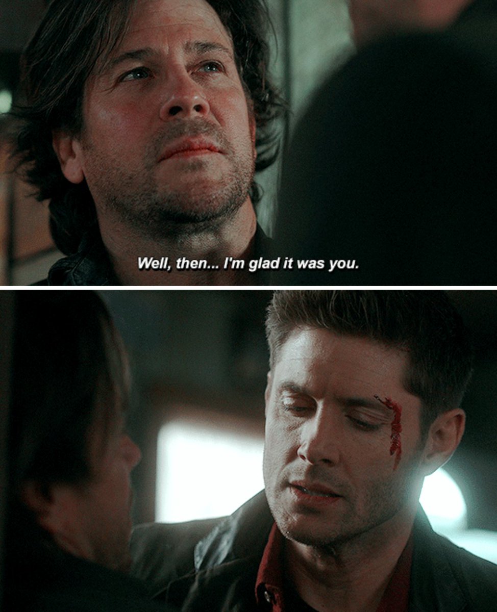 "No one cares, Dean.""Well, I do."It's a reminder to himself as much as it is to Lee. It's a re-centering of purpose that he sorely needs.& what's also key?Lee is human, but is now a "monster" in Dean's words. Because Lee lost his ability to care, Dean can't abide by that.