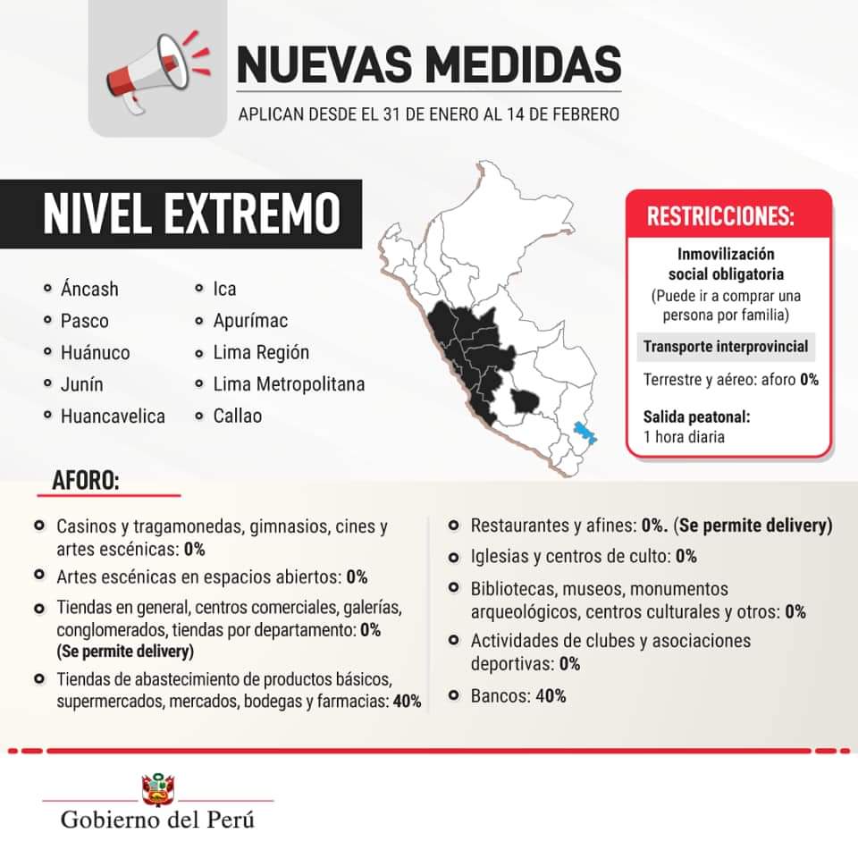 IsaiElmo's tweet photo. Lima metropolitana en Nivel Extremo, Inmovilización social obligatoria. Salida peatonal de 1 hora diaria. https://t.co/zXhteWVJ6l