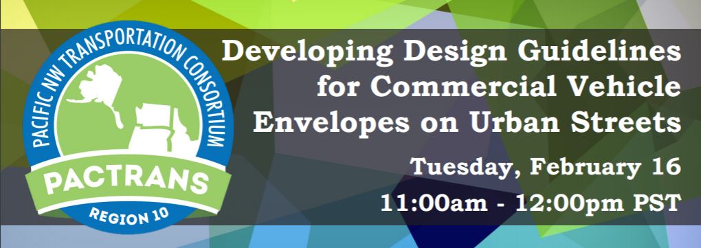 uwmst's tweet photo. Feb. 16: Join us for "Developing Design Guidelines for Commercial Vehicle Envelopes on Urban Streets" a @PacTransUTC webinar with our director Ed McCormack and @hisham_jashami about research to improve understanding of #curbspace and #urbanfreight needs.
https://t.co/SNyrt9A9qo https://t.co/KsLLthXqbu