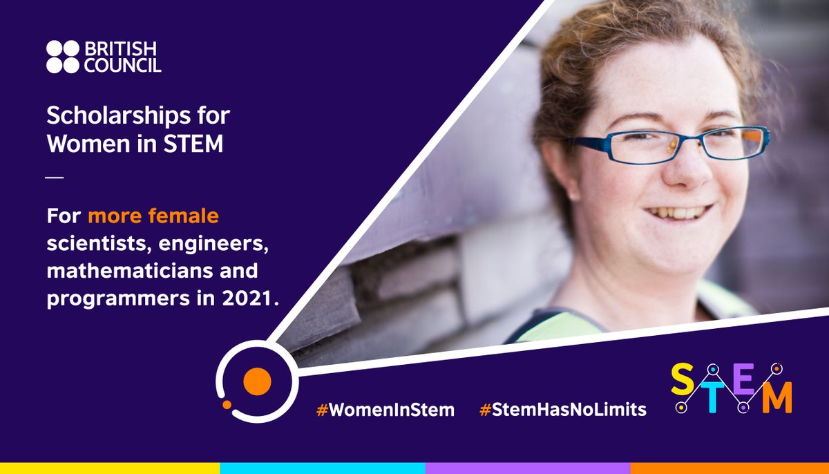 The British Council Scholarships for #WomeninSTEM – full package of support to study a Masters in a #STEM subject at a UK university for women who meet the criteria.
Find out more. bit.ly/3qu46Bf #ConnectedByScience #studyabroad #internationalstudent #womeninscience