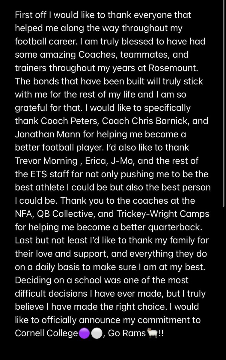 JModrynski's tweet photo. Go Rams!!🐏⚪️🟣 @Coach_SPeters @Gustie9 @jAmann_12 @trevormorning @etssouthmetro @QBCollective @jefftrickeyqb @CoachWilliams63 https://t.co/AdJin6ldta