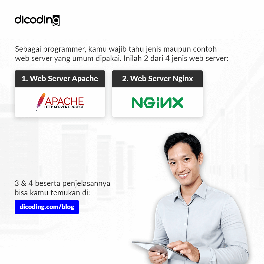 dicoding's tweet photo. Kenali web server lebih dalam dengan baca artikel terbaru di #dicodingblog
.
➡️https://t.co/yx37zp0A2f
.
#webserver #fungsiwebserver #pengertianwebserver #belajarpermrograman https://t.co/rqwZDC5Haz