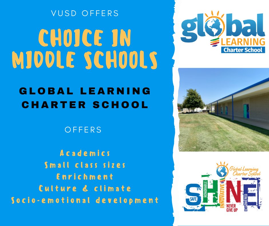 Want to learn more about GLC’s middle school program? Join us for an information session THIS week! 
Wednesday, 1/27, 6:00 p.m. (English)
Thursday, 1/28, 5:30 p.m. (Spanish)
Friday, 1/29, 10:00 a.m. (English)
To sign up, go to: forms.gle/i6Scqd6cBcC6dC…
#VUSD #GLCS