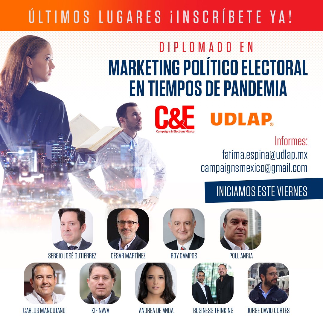 Jorge_Camarillo's tweet photo. Diplomado “Marketing Político Electoral en Tiempos de Pandemia” en conjunto con otros colegas consultores de gran reconocimiento nacional e internacional.
#BusinessThinking #BTPlay #ComPol #UDLAP #campaign #marketingdigital #politica #marketing #MarketingPolítico https://t.co/yAfuJ135ZJ
