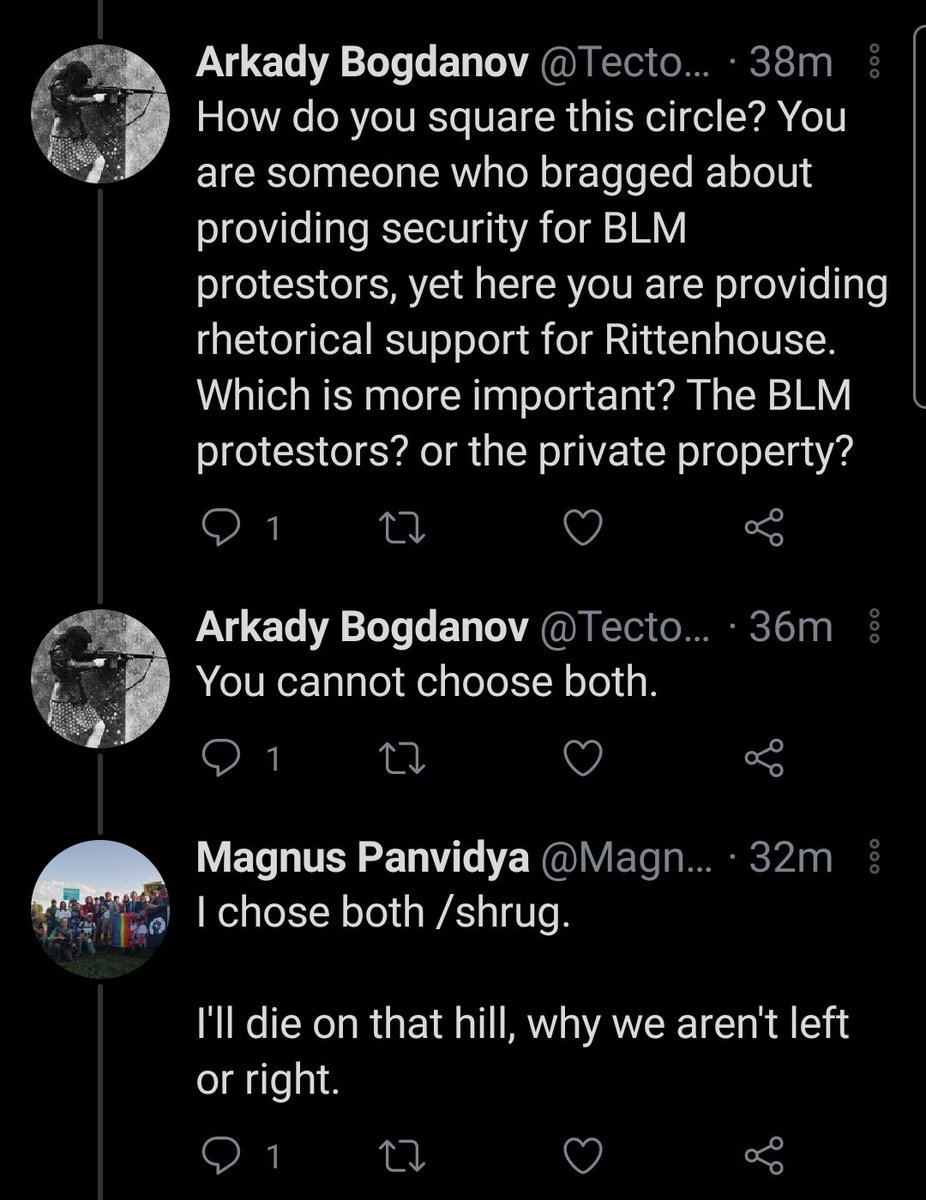 Apparently if you show a mutual who's waxing poetic about the boogaloo boy "doing security" for a BLM protest these receipts straight from his mouth, they'll block you lol.Very brave truth-telling