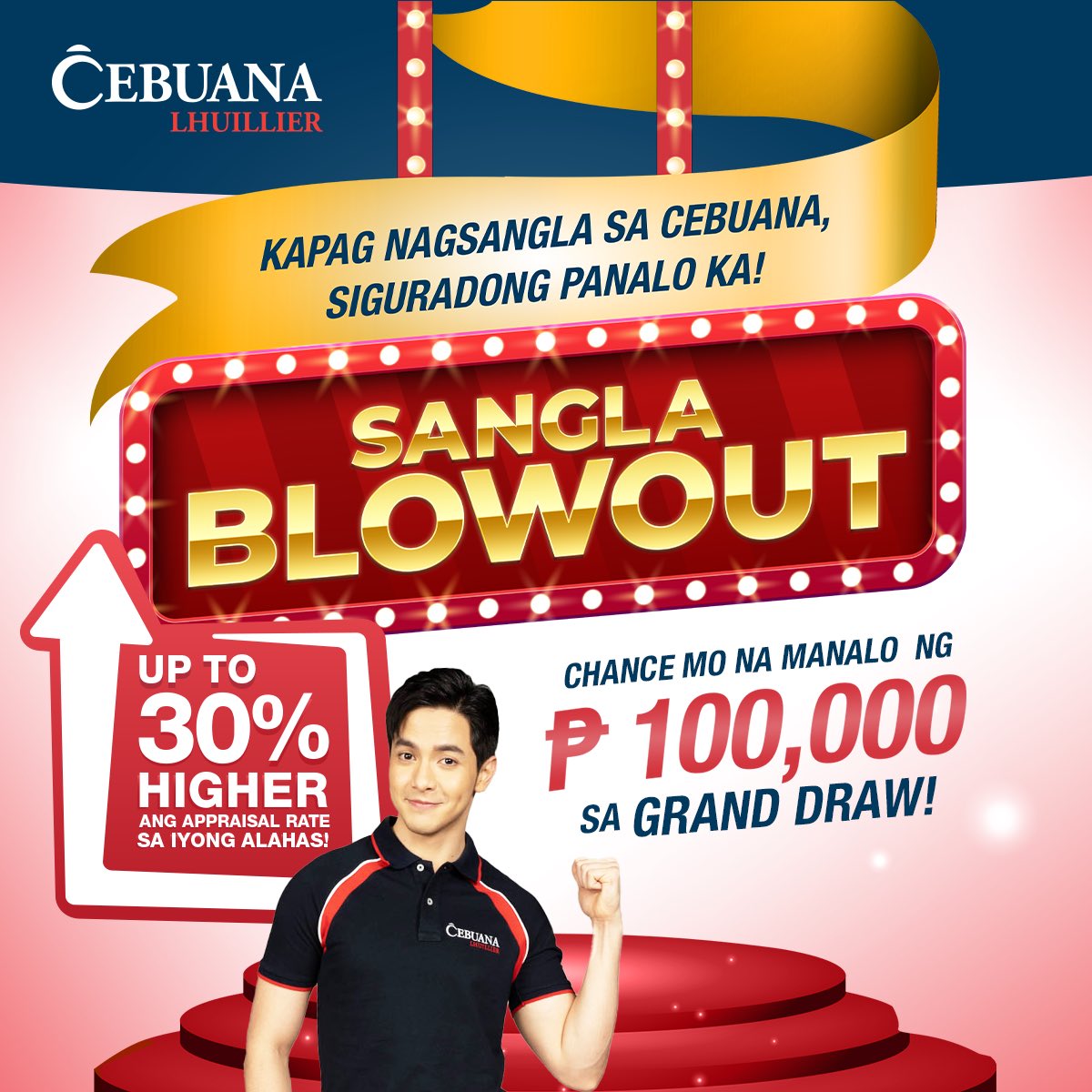Pag nagsangla sa Cebuana Lhuillier, malaki na ang take home, may chance ka pang manalo ng iba't ibang prizes na may kabuuang halaga na P1,000,000!

How to join? Click here to know more: bit.ly/39F07Le

PER DTI-FAIR TRADE PERMIT NO. FTEB-111732 SERIES OF 2021

<a href="/kaCebuana/">Cebuana Lhuillier</a>