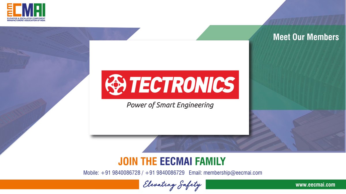 Meet our members. 
Join the EECMAI family.
For more information 
Mobile: +91 9840086728 / +91 9840086729 
Email: membership@eecmai.com
eecmai.com
#elevatorindustry #elevators #verticaltransportation #escalators #global #association #india #components #manufaturers