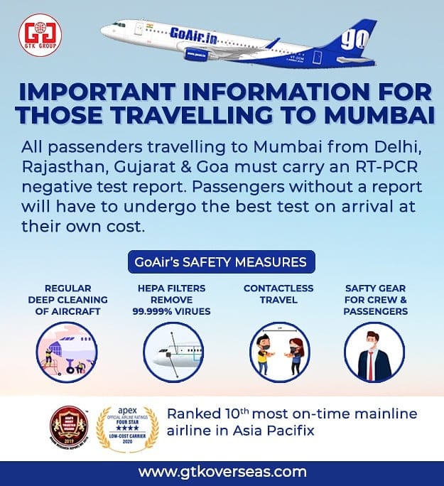 TravelsGtk's tweet photo. IMP Notification for passengers traveling to Mumbai.
#travel #visa #tourist #packages #tickets #air #international #domestic #fare #quarantine #insurance #abroad #departures #groupfare #lowest #gtktravels https://t.co/kl8KHFX9Rv