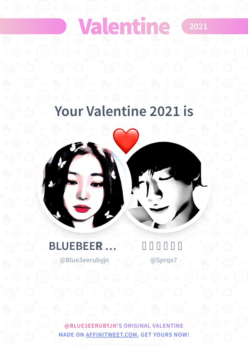 ✨ Valentine

This year you're mine Sprqx7! ❤️
And you, whom will be yours?

➡️ affinitweet.com/valentine