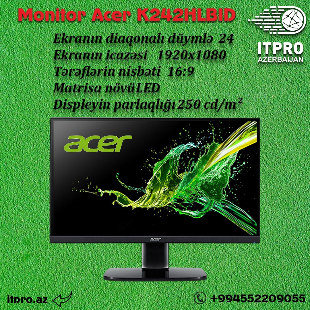itprooo's tweet image. Monitor Acer K242HLBID (UM.FX3EE.002)

 İstənilən məhsulu sifariş edin biz isə onu şəhərin istənilən nöqtəsinə gün ərzində PULSUZ və TƏHLÜKƏSİZ  çatdıraq. 
📞 +994552209055
☎️ +994552223880

#manitor #monitor #acermonitor #acer #k242hlbid #manitors #monitors #monitorsatisi