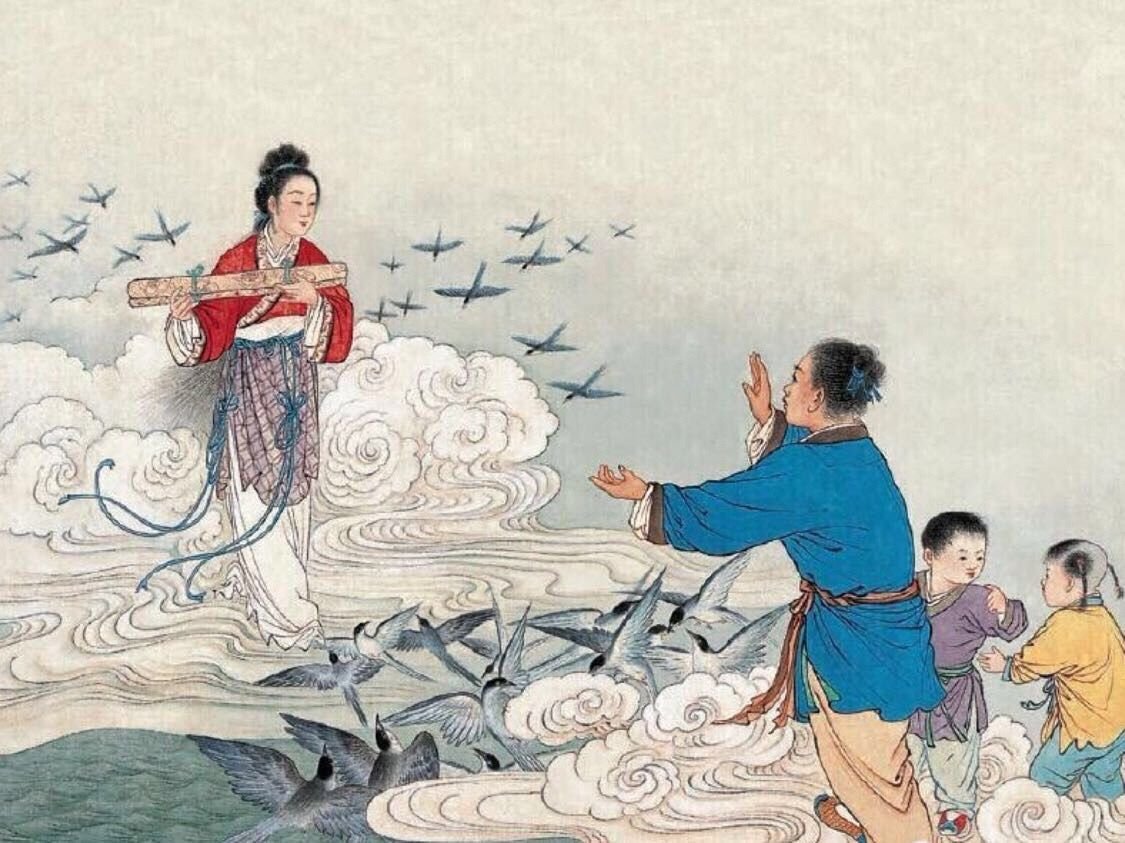 Art-Eater ➡️⬇️↘️🐲👊 on X: "The most famous is the story of the Cowherd and  the Weaver Girl (牛郎織女), one of the 4 great folktales of Chinese culture.  It's over 2,600 years old