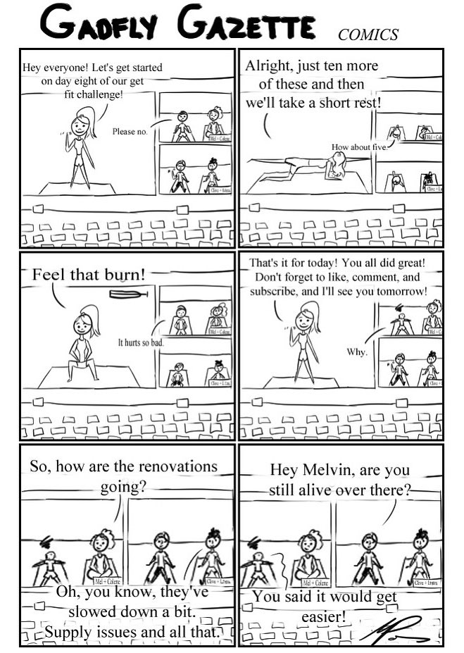 GadflyComics's tweet photo. Why suffer alone when you can suffer with friends via the magic of the internet! #getfit #fitnesschallenge #soresquad https://t.co/QEpNvAEOWR